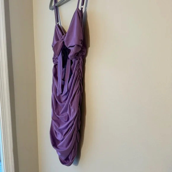 Amazon Purple Bodycon Cut Out Ruched Mini Dress - Picture 4 of 6